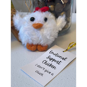 Emotional Support Stuffed Chicken White Orange with Detachable tag unbranded